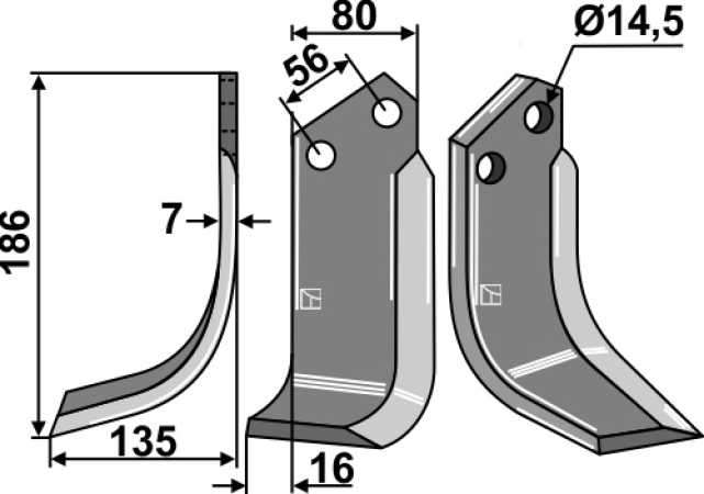 Fräsmesser 186x80mm, links